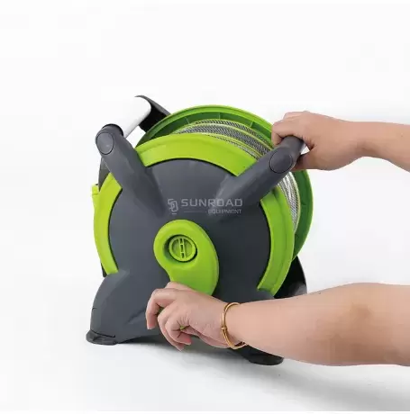 Soporte carrete manguera para llenado de agua de 15 metros con accesorios, camping caravaning.