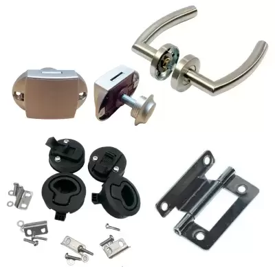 Closets for cabinets, handles and hinges for motorhomes, caravans and campers.