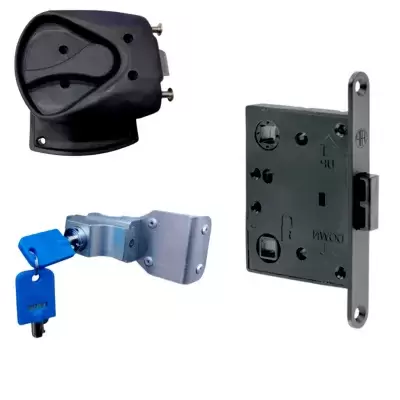 Knobs, latches and interior security locks for motorhomes, caravans and camper.