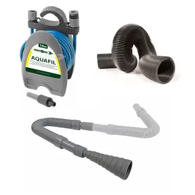 hoses and accessories for water and gray motorhome