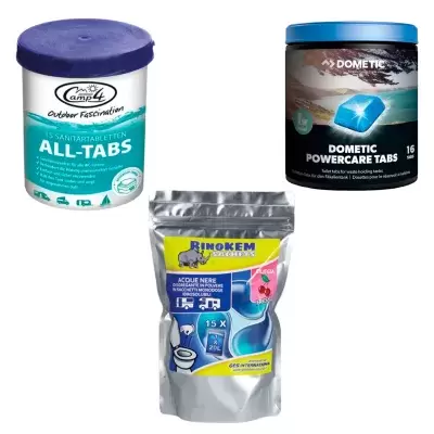 products for the toilet bathroom in motorhome bags